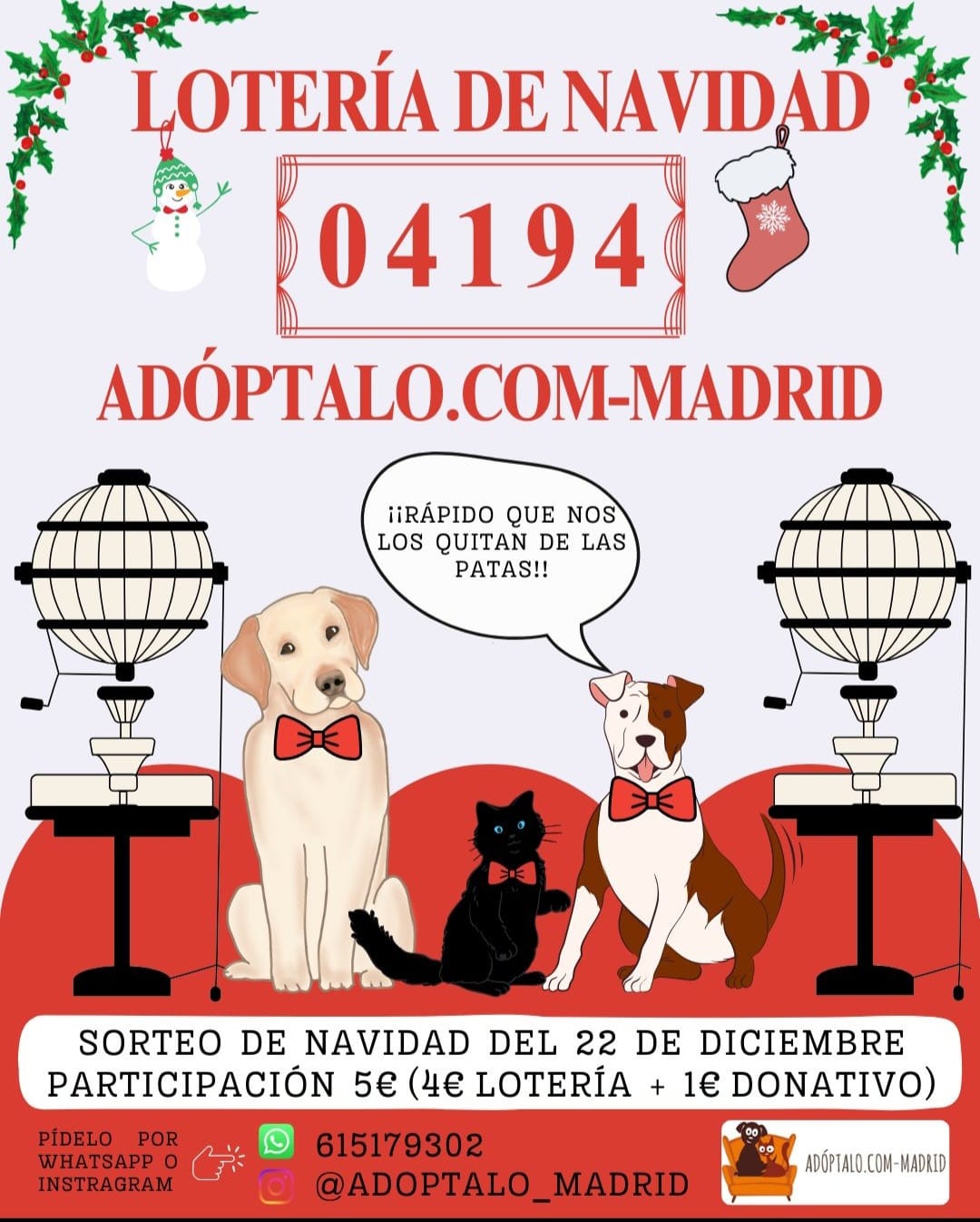 Lotería solidaria de Adóptalo.com-Madrid 2025